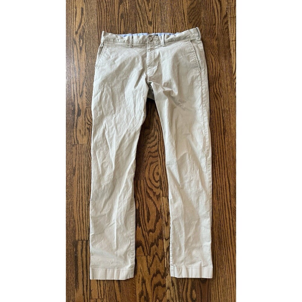 J Crew Driggs Flex Chino Pants Mens Size 32 x 32 Solid Beige Slim Leg Office